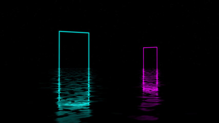 glow in water on black background