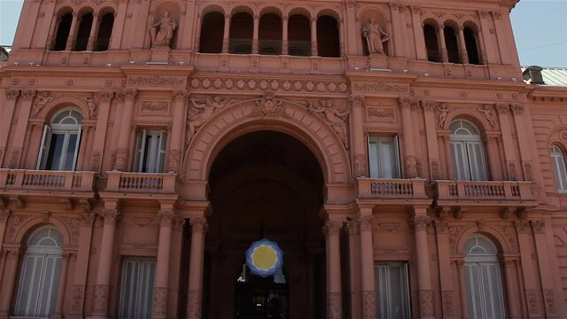 The Casa Rosada Presidential Palace in Buenos Aires, Argentina. 4K Resolution.