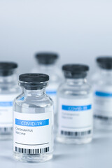 Coronavirus Vaccine bottle Corona Virus COVID-19 Covid vaccines syringe.