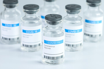 Coronavirus Vaccine bottle Corona Virus COVID-19 Covid vaccines syringe.