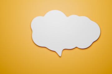 speech bubble on Yellow background. 3d rendering.