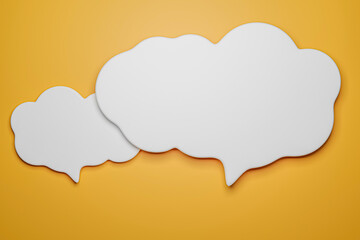 speech bubbles on Yellow background. 3d rendering.
