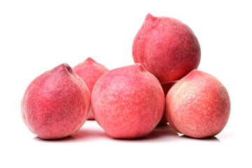 ripe red peach on white background