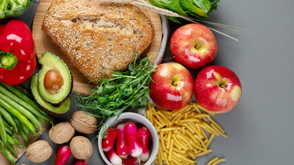 High Fiber Foods., Healthy balanced dieting concept