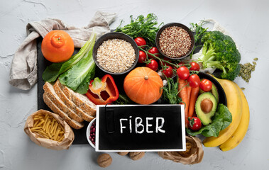 High Fiber Foods., Healthy balanced dieting concept
