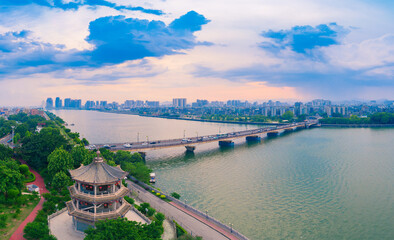 Urban environment of Hanjiang Bridge in Chaozhou City, Guangdong Province, China