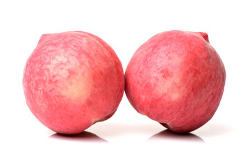 ripe red peach on white background