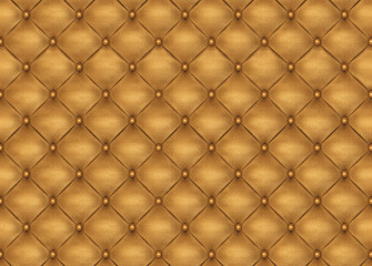 Seamless 3D pattern of golden upholstery leather furniture. Digital texture.