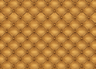 Fototapeta premium Seamless 3D pattern of golden upholstery leather furniture. Digital texture.