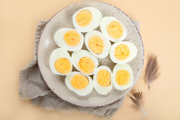 Chicken brown fresh raw eggs. Ingredients for cooking. Healthy eating concept.