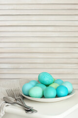 Light blue and green Easter eggs