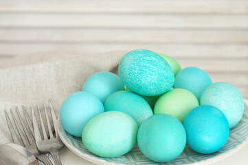 Light blue and green Easter eggs