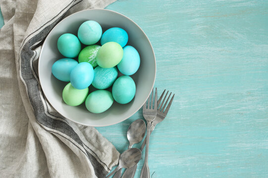 Light blue and green Easter eggs