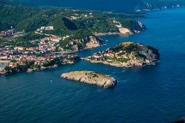Fototapeta na wymiar amasra is a holiday resort in Bartın province on the Black Sea coast. aerial view