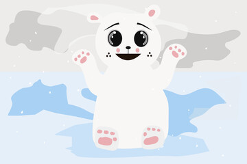Obraz na płótnie Canvas polar polar bear with cute face in the snow