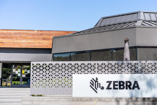 Sep 18, 2020 San Jose / CA / USA - Zebra Technologies headquarters in Silicon Valley; Zebra Technologies Corporation manufactures and sells marking, tracking and computer printing technologies