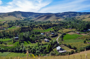 Panorama of the village in the mountains.