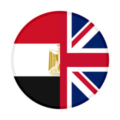 round icon with egypt and united kingdom flags isolated on white background
