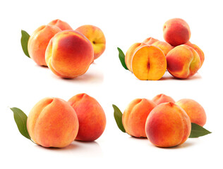 Fototapeta na wymiar ripe yellow peach on white background 