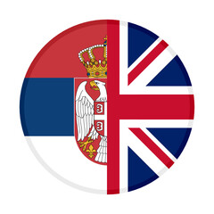 Fototapeta na wymiar round icon with serbia and united kingdom flags isolated on white background 