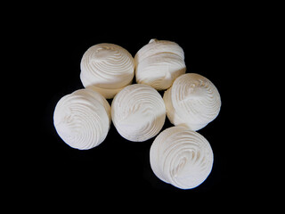 marshmallow isolated on black background