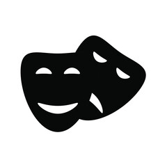 Happy and sad theater mask vector icon