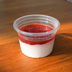 strawberry panacotta take away cup small portion