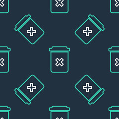 Line Trash can icon isolated seamless pattern on black background. Delete icon. Garbage bin sign. Recycle basket icon. Office trash icon. Vector.