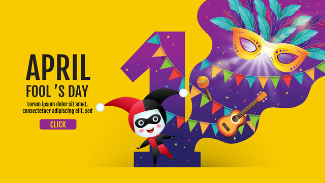 April fool's day, banner template, Colorful, vector illustration.