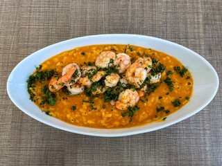 delicious shrimp risotto gourmet plate 
