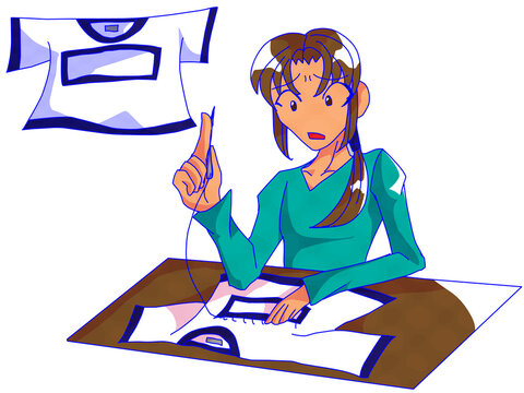 recommend clip art: ゼッケン縫いをしている女性（線画シンプル版）