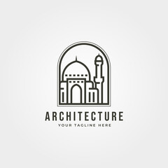 mosque icon logo vector emblem illustration design