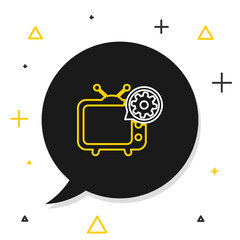Line Tv and gear icon isolated on white background. Television service concept. Adjusting app, setting options, maintenance, repair, fixing. Colorful outline concept. Vector.