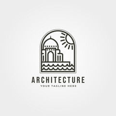 islamic architecture logo line art vector icon symbol illustration design