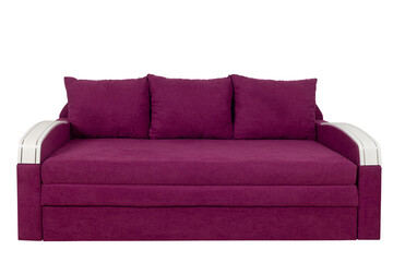 Purple sofa isolated on white background. Purple  sofa isolated on white include clipping path.