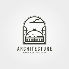islamic architecture icon logo line art vector illustration design