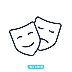 Theatre Masks icon. Entertainment Drama and comedy symbol template for graphic and web design collection logo vector illustration