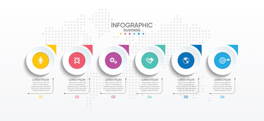 Presentation business infographic circle colorful with 6 step