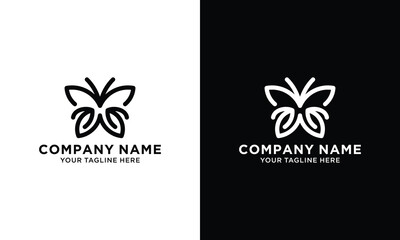 Butterfly Logo Template and arrow on a black and white background.