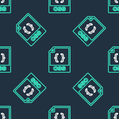 Line CSS file document. Download css button icon isolated seamless pattern on black background. CSS file symbol. Vector.