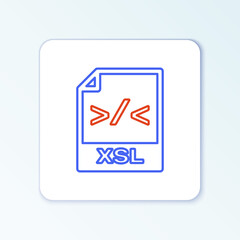 Line XSL file document. Download xsl button icon isolated on white background. Excel file symbol. Colorful outline concept. Vector.