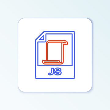 Line JS file document. Download js button icon isolated on white background. JS file symbol. Colorful outline concept. Vector.