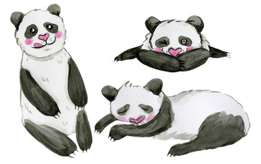 Cute sleepng panda bears