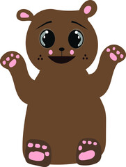 beautiful brown bear on a white background