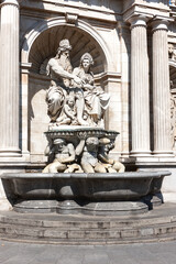 Albrecht, or Neptune fountain at Albertina Museum on Albertinaplatz, Vienna, Austria.
