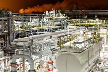 Part of the gas processing plant operates at night