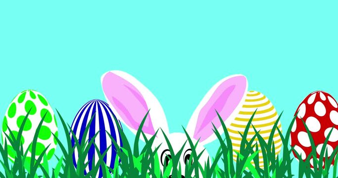 Happy Easter message with eggs and bunny. 4k animation