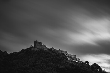 the castle of Arechi in Salerno at sunset and sunrise