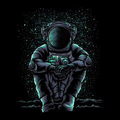 Illustration of astronaut sitting relaxed © avante_speed