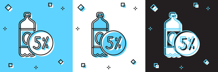 Set Beer bottle icon isolated on blue and white, black background. Vector.